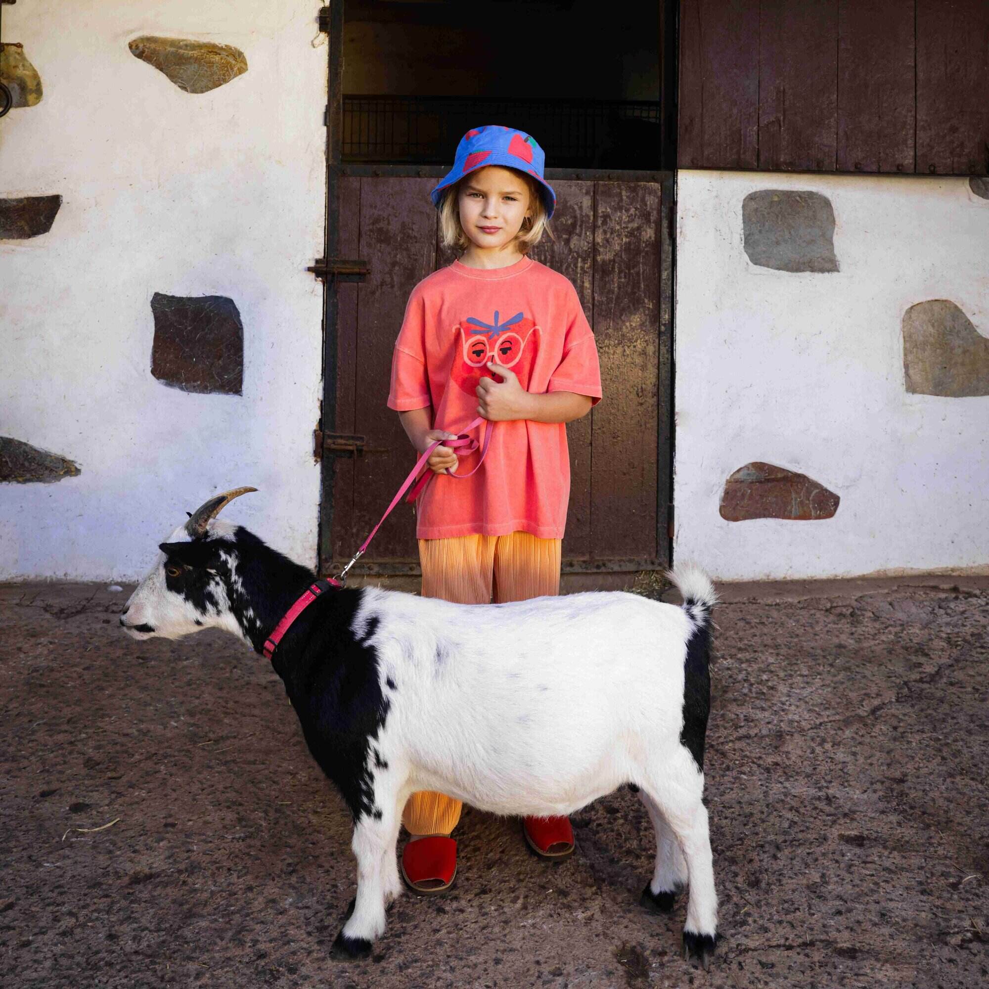 Girls Orange Printed Cotton T-Shirt