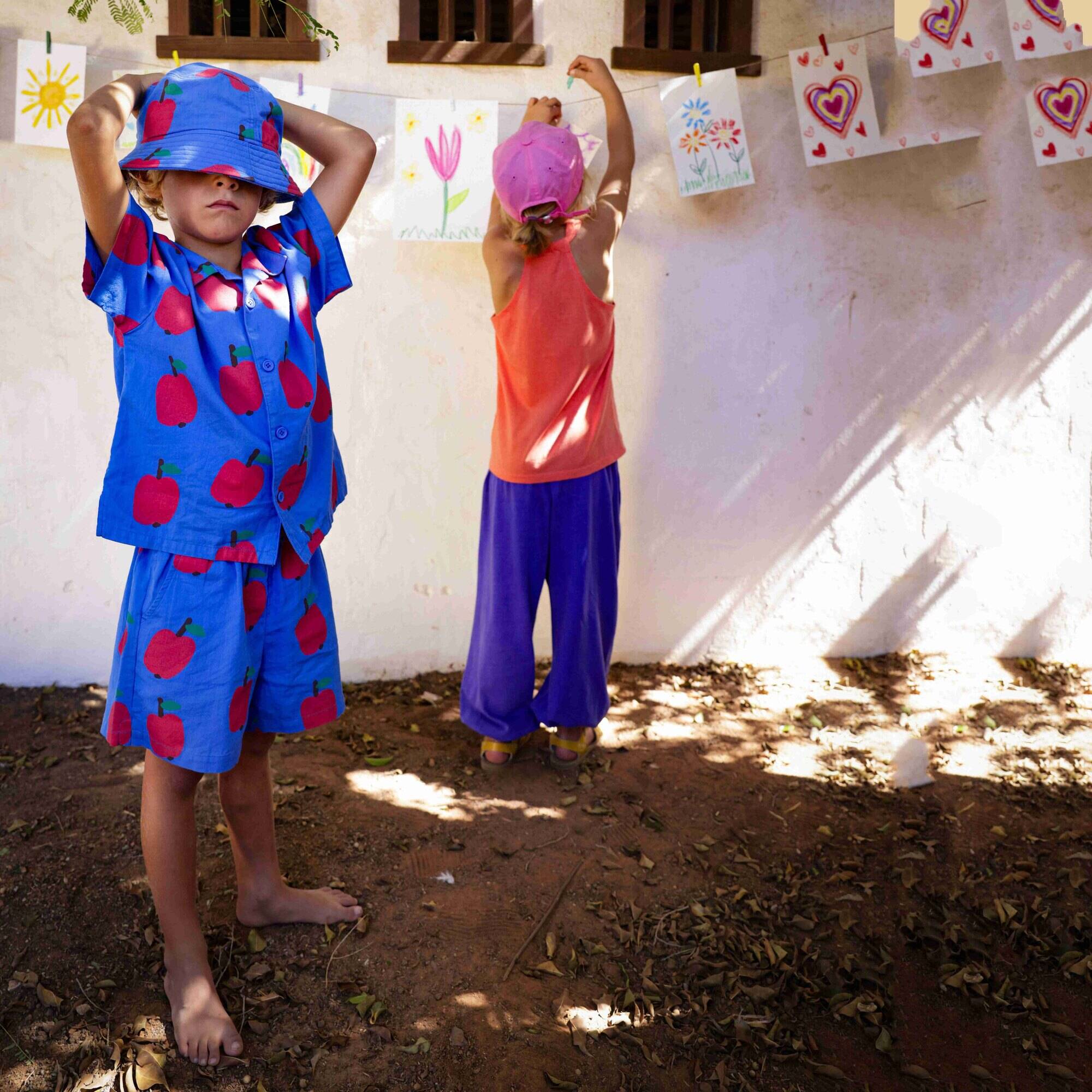 Boys & Girls Blue Printed Cotton Shirt