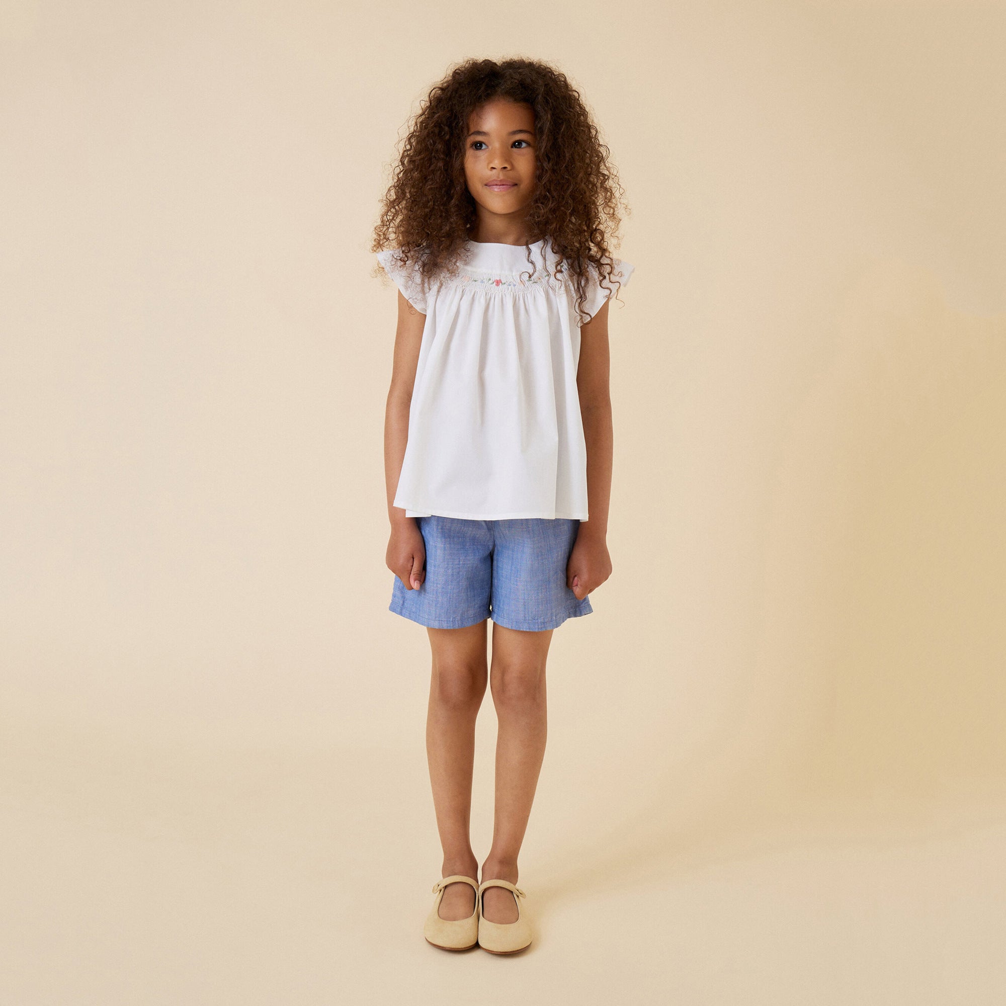 Girls Blue Cotton Shorts