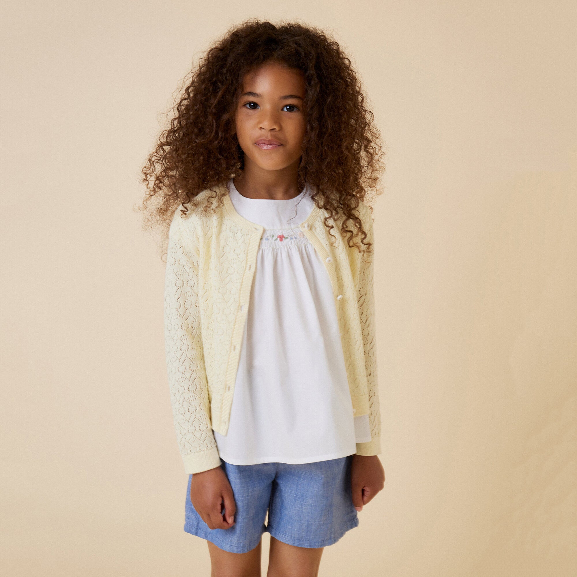 Girls White Embroidered Cotton Top