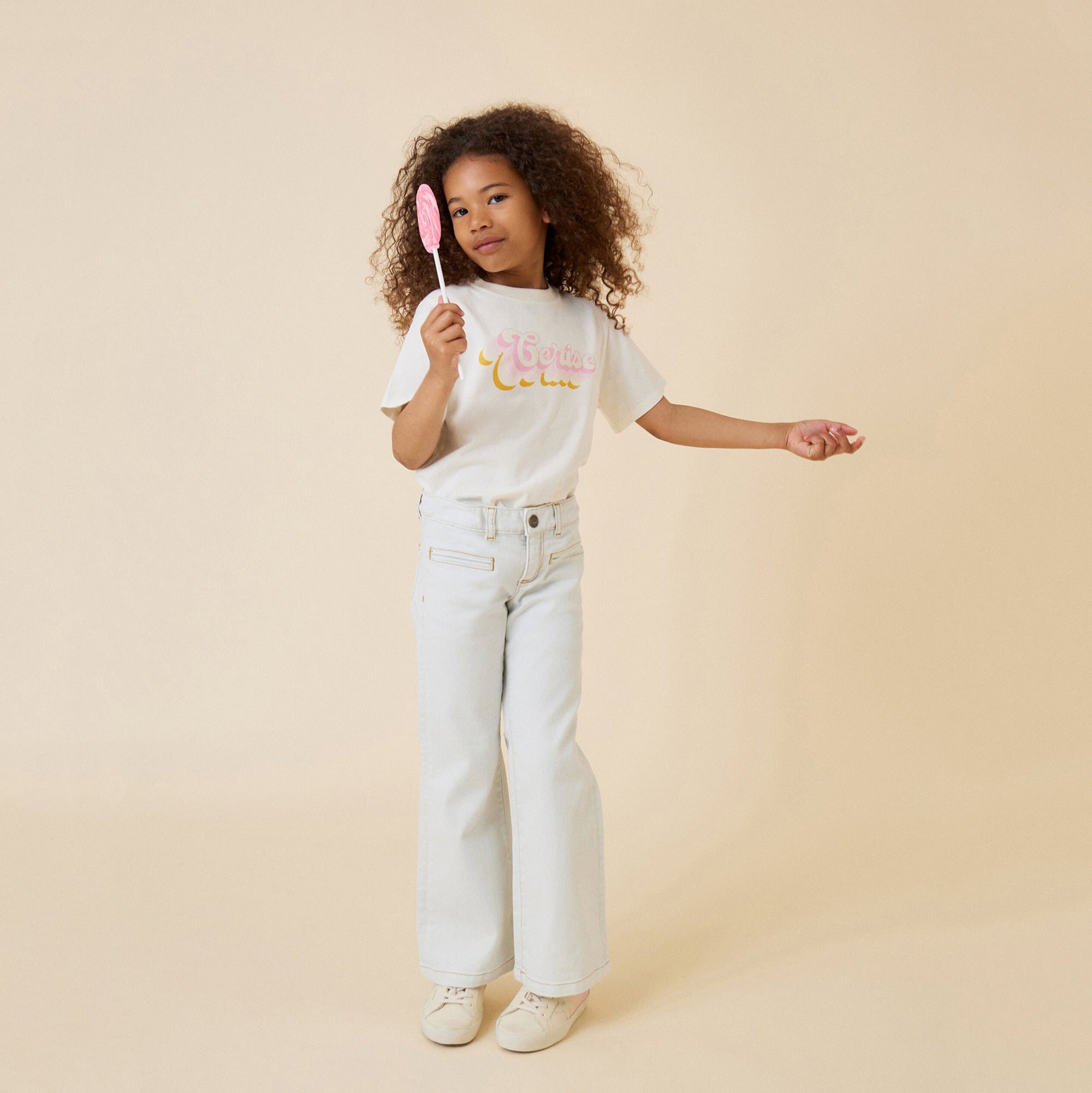Girls White Logo Cotton T-Shirt
