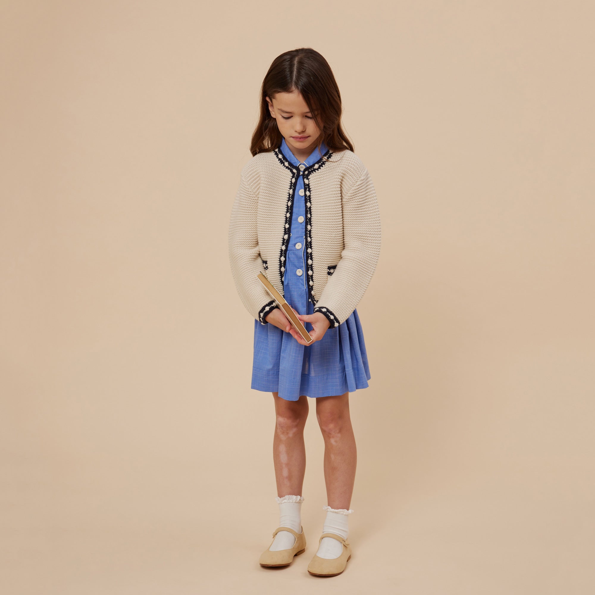 Girls White Wool Cardigan