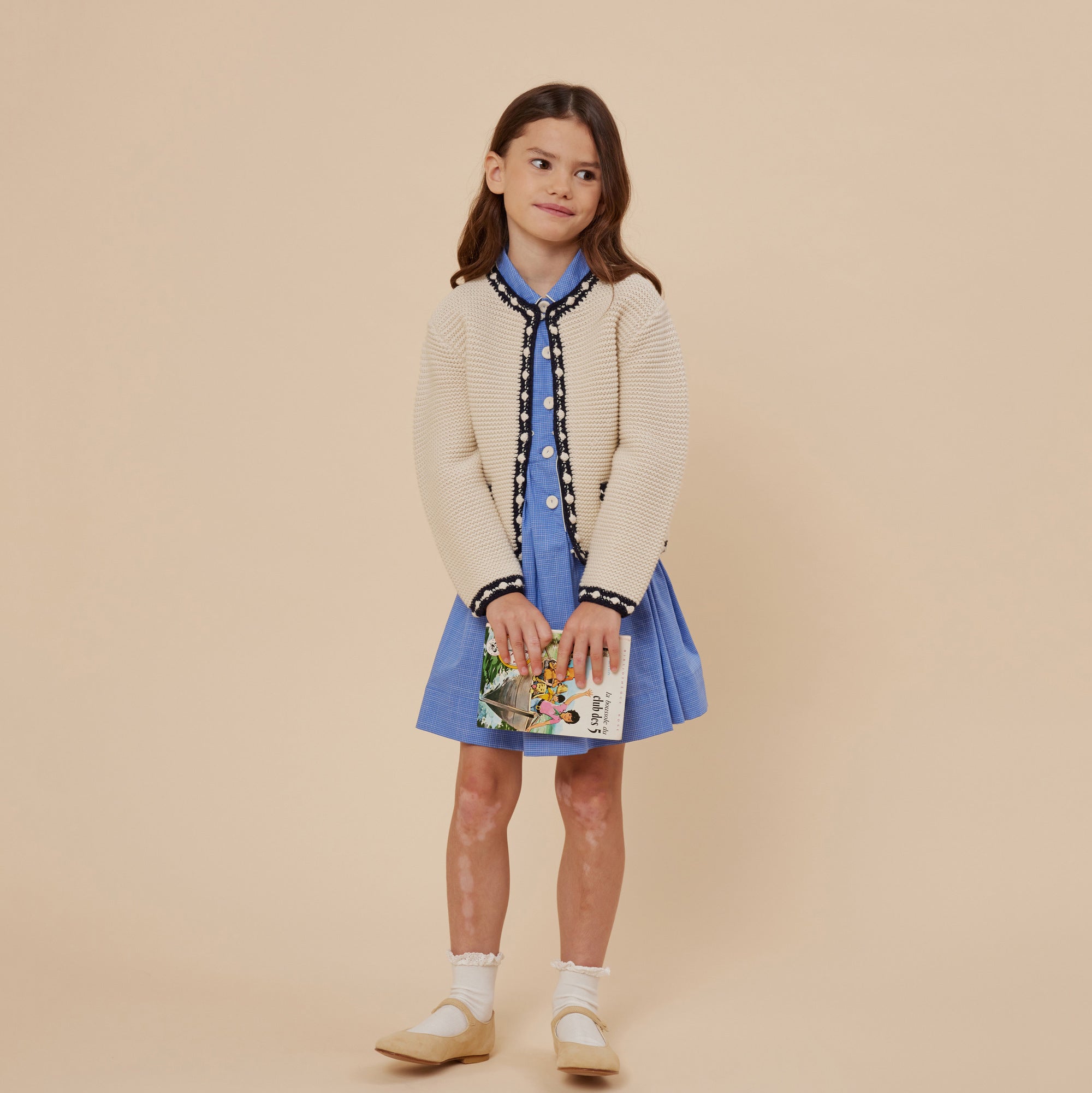 Girls White Wool Cardigan