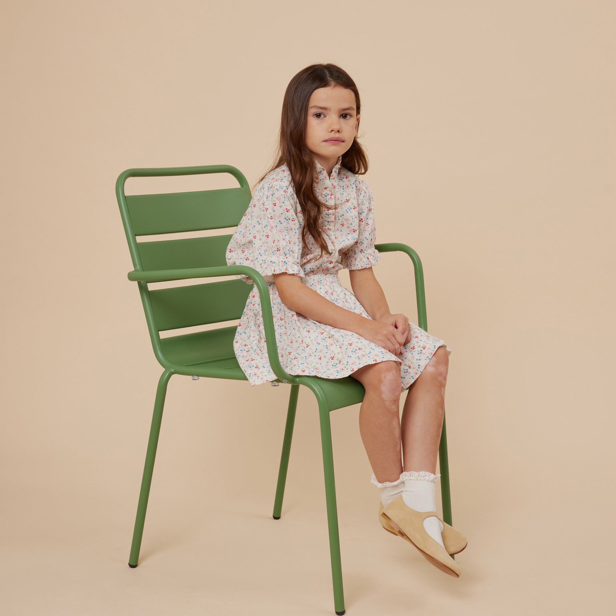 Girls White Floral Cotton Skirt