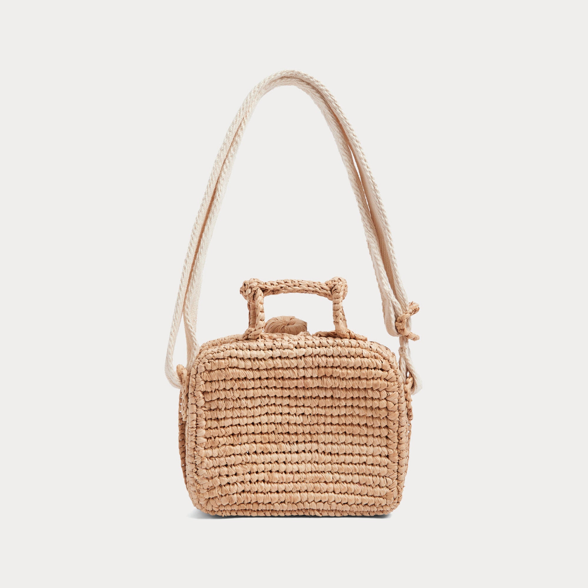 Girls Beige Raffia Shoulder Bag(12.5x5.5x9.5cm)