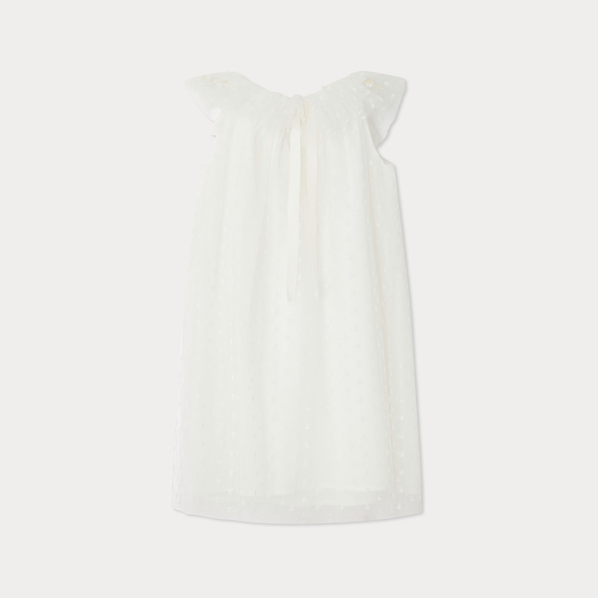 Girls White Embroidered Tulle Dress