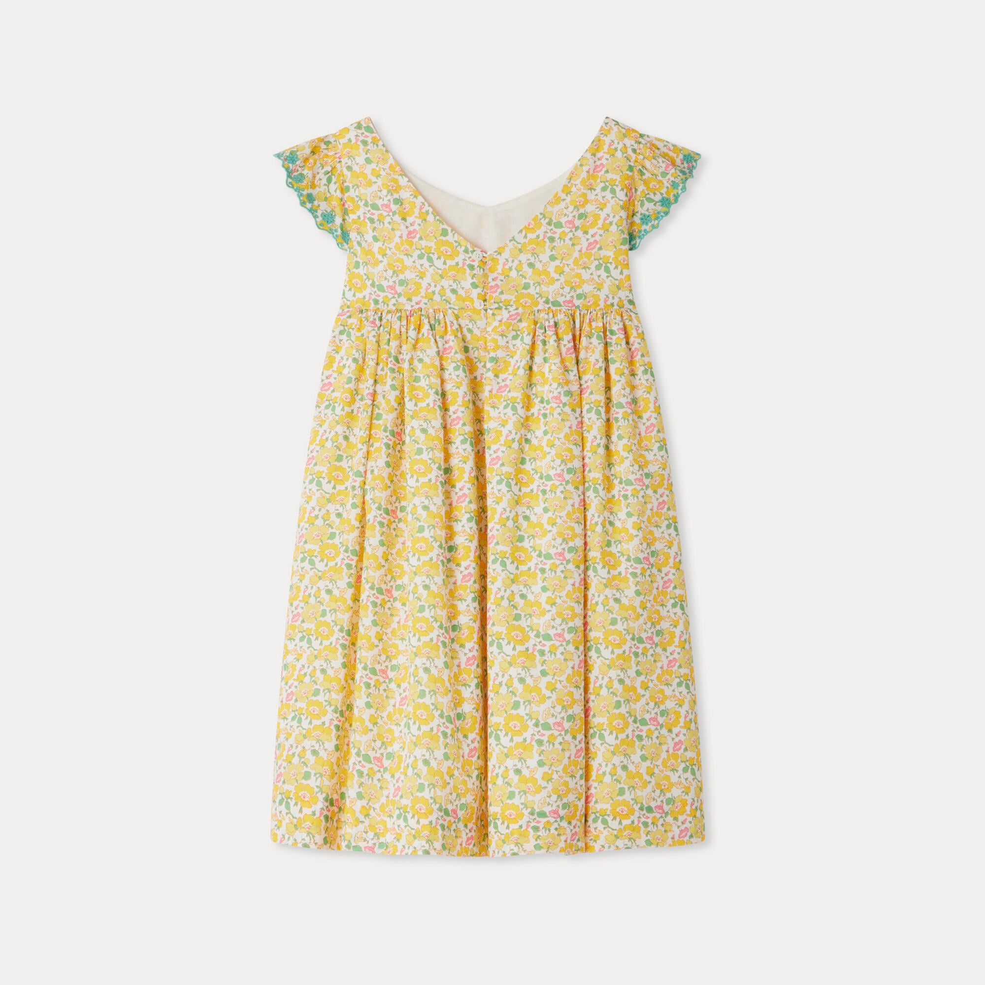 Girls Yellow Floral Cotton Dress
