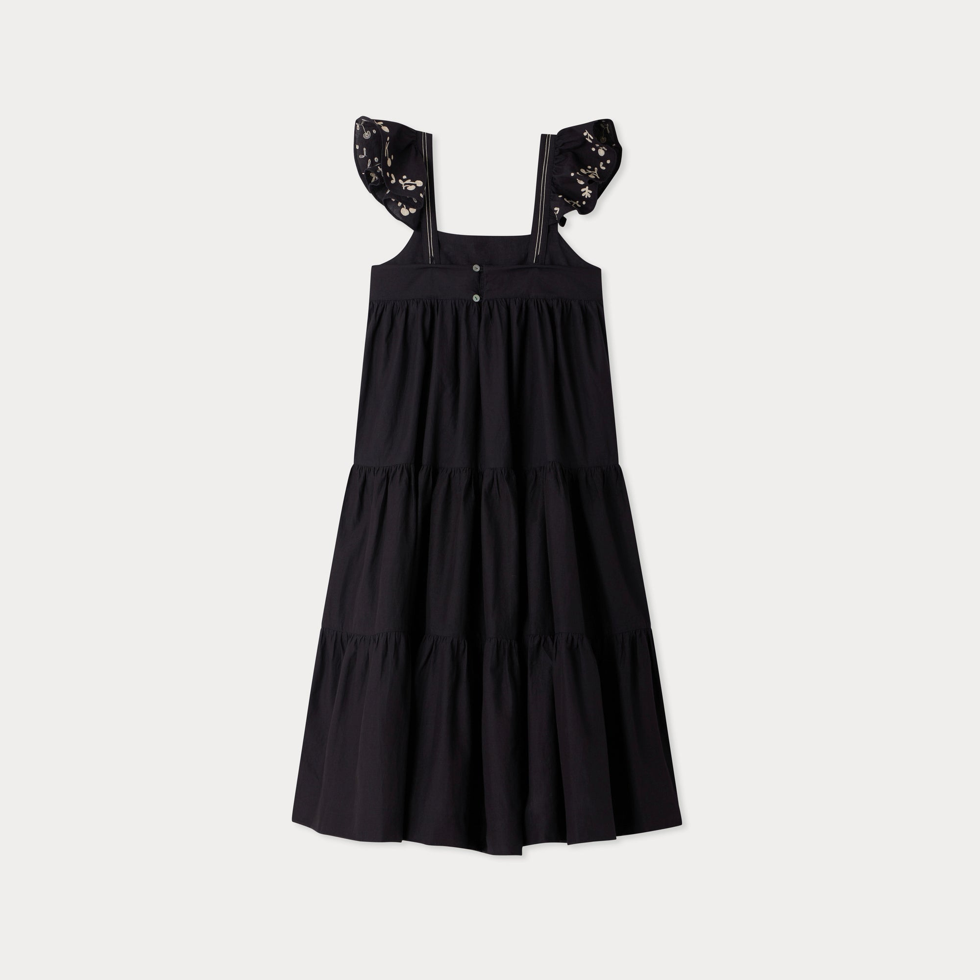 Girls Black Embroidered Cotton Dress