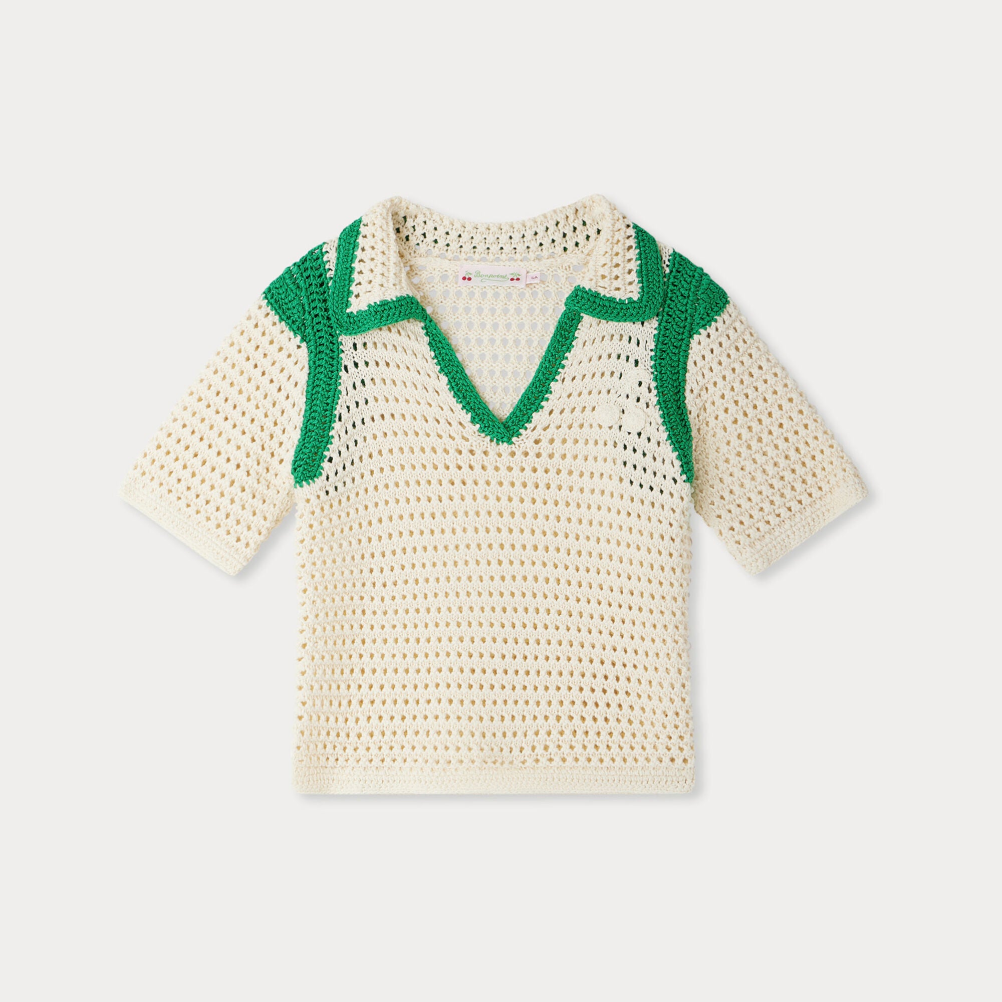 Girls White Hollow Cotton Knit Sweater