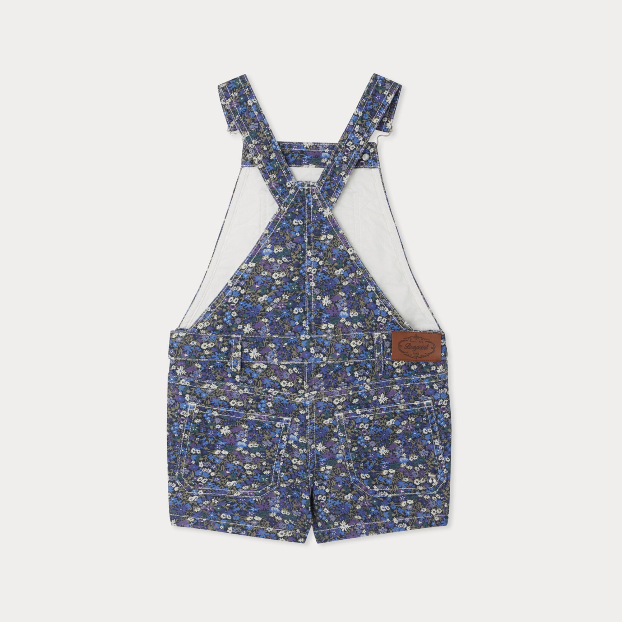Girls Blue Floral Cotton Jumpsuit