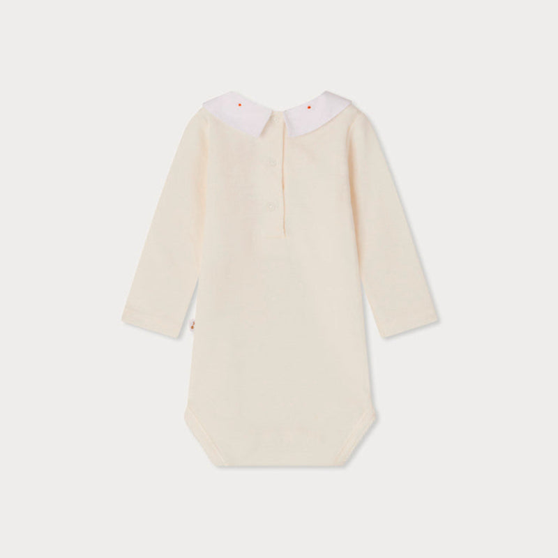 Baby Boys Ivory Embroidered Cotton Babysuit