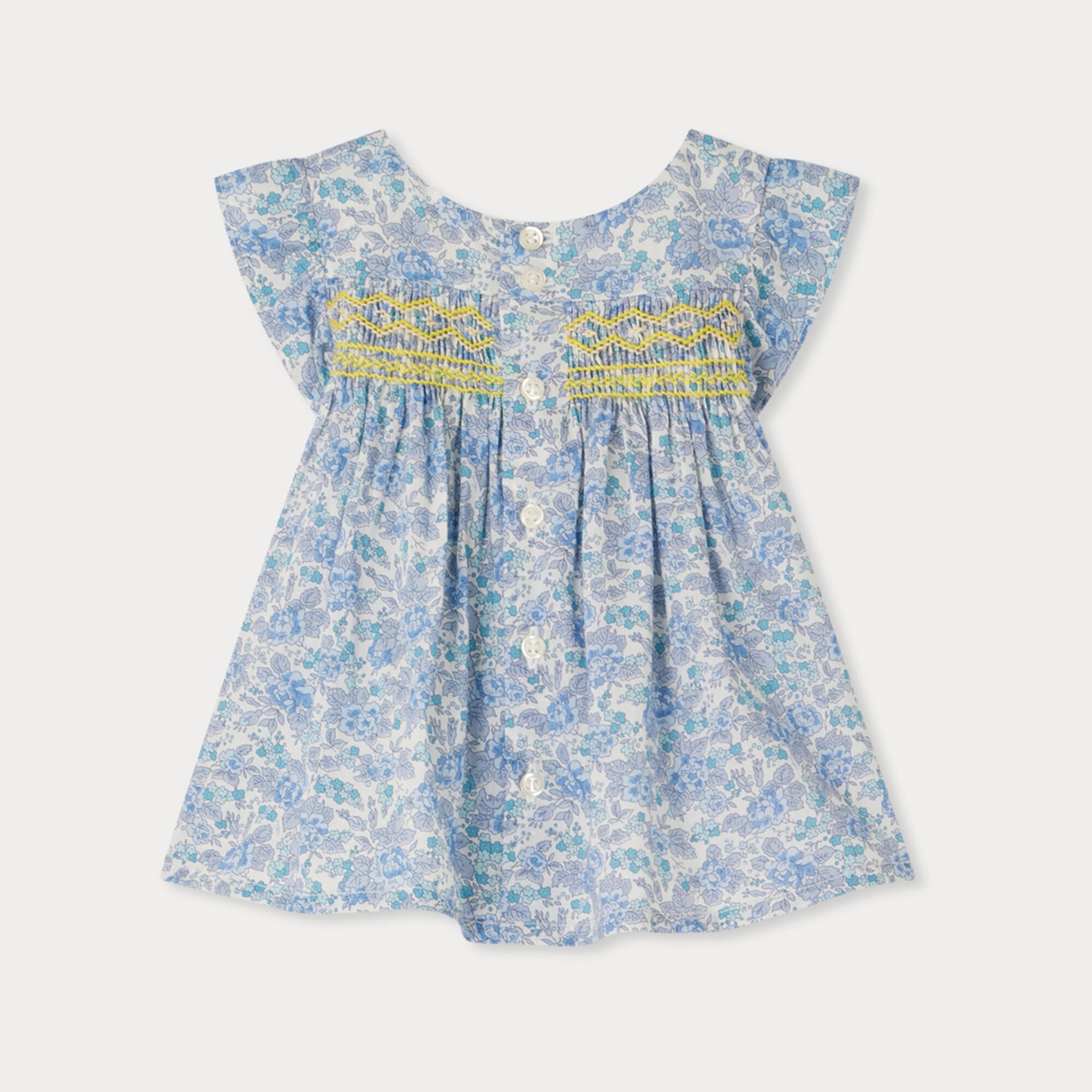Baby Girls Light Blue Floral Cotton Blouse