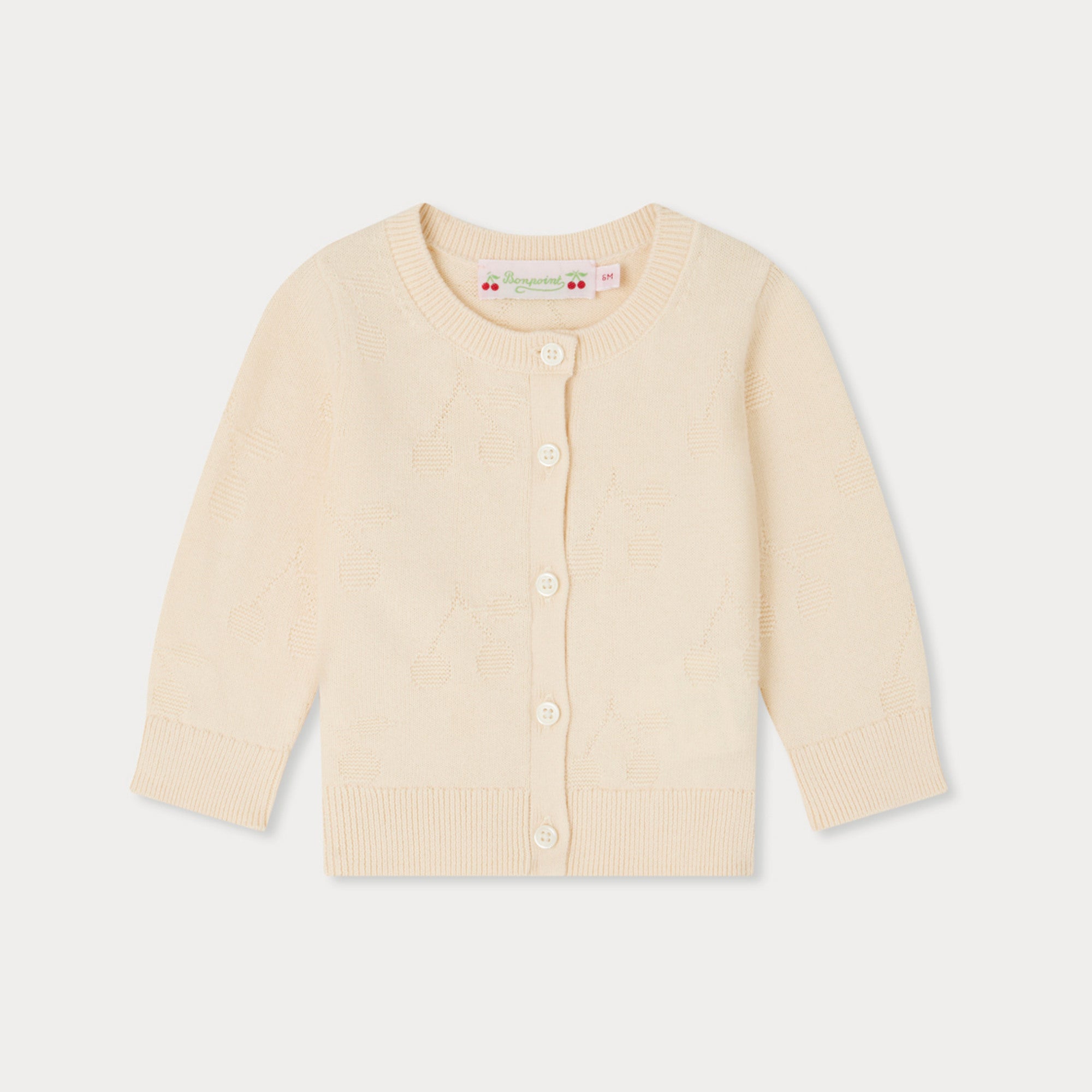Baby Girls Ivory Jacquard Cotton Cardigan