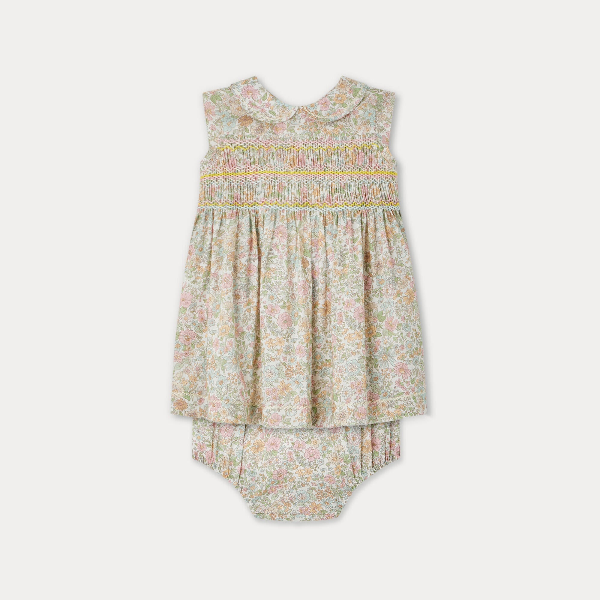 Baby Girls Pink Floral Cotton Dress Set