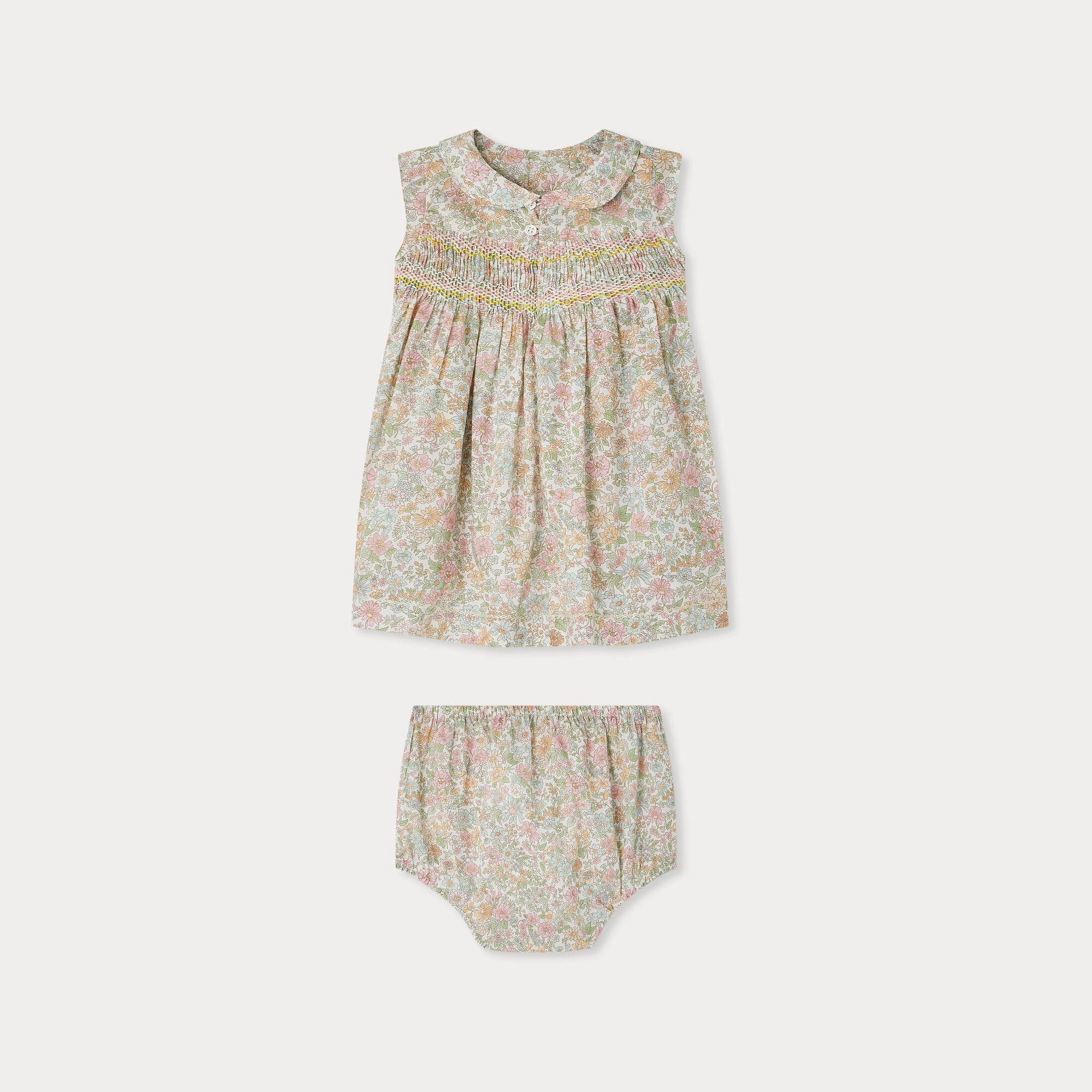 Baby Girls Pink Floral Cotton Dress Set