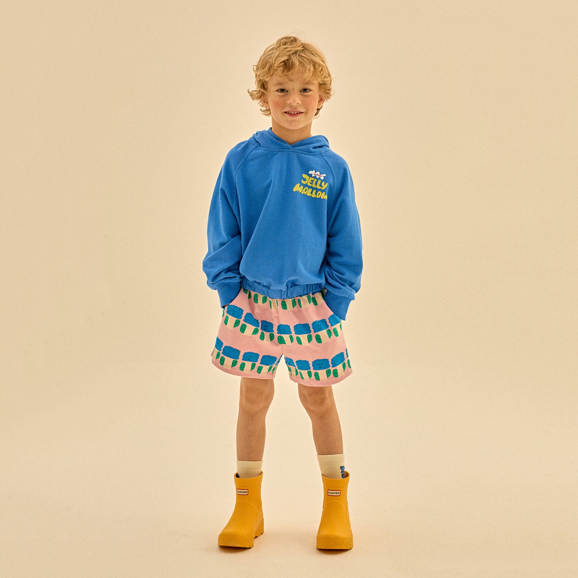 Boys & Girls Blue Cotton Hooded Sweatshirt