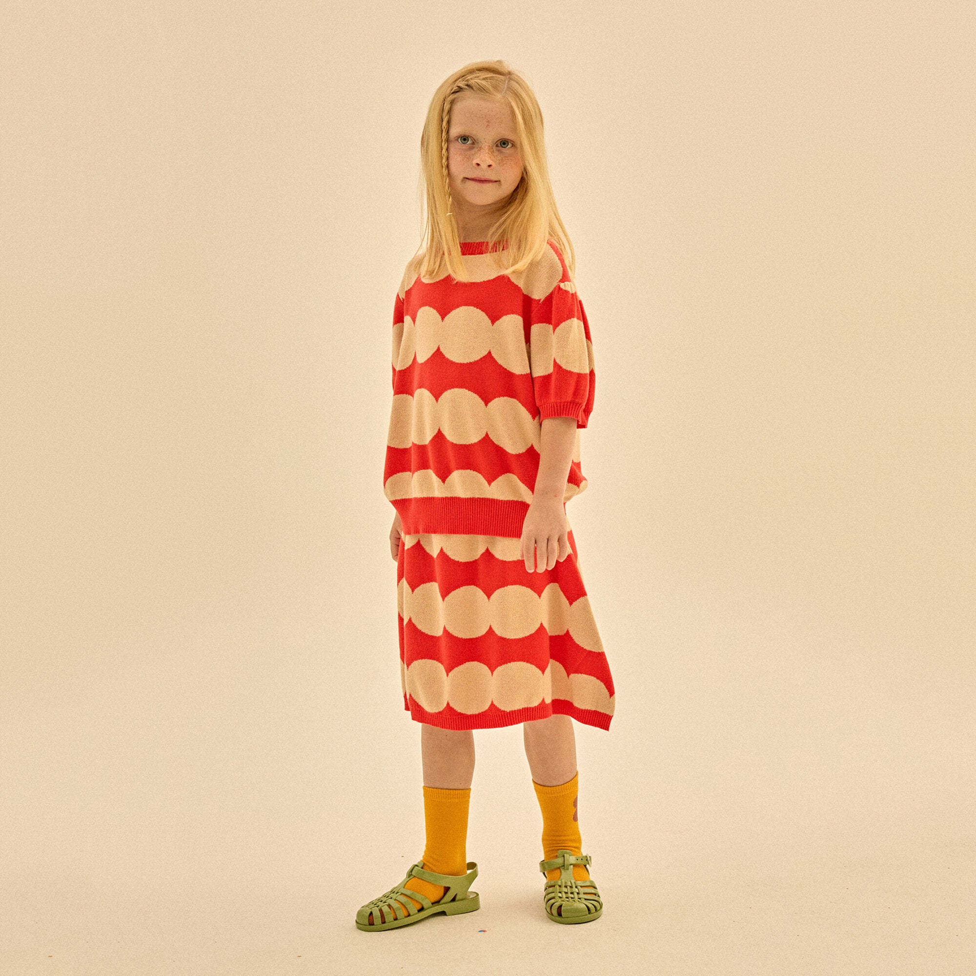 Girls Red Dots Knit T-Shirt