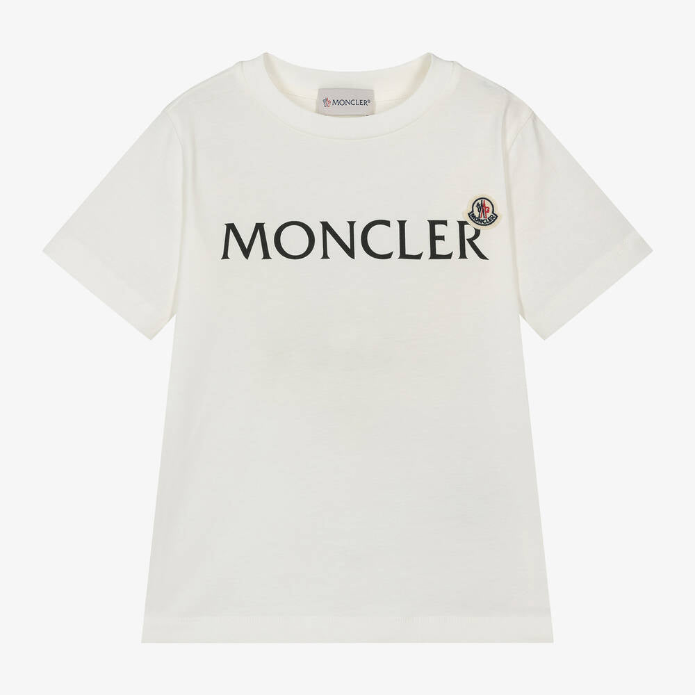 Boys White Logo Cotton T-Shirt