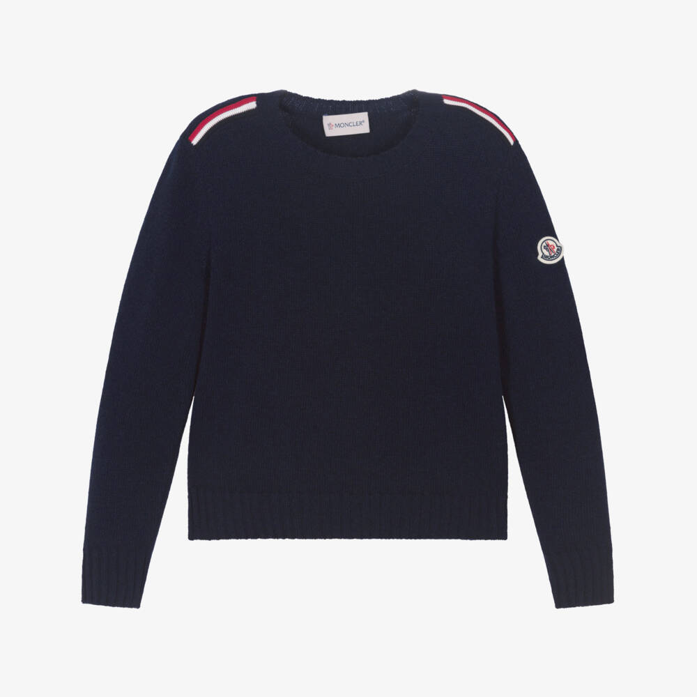 Boys Navy Knit Wool Sweater