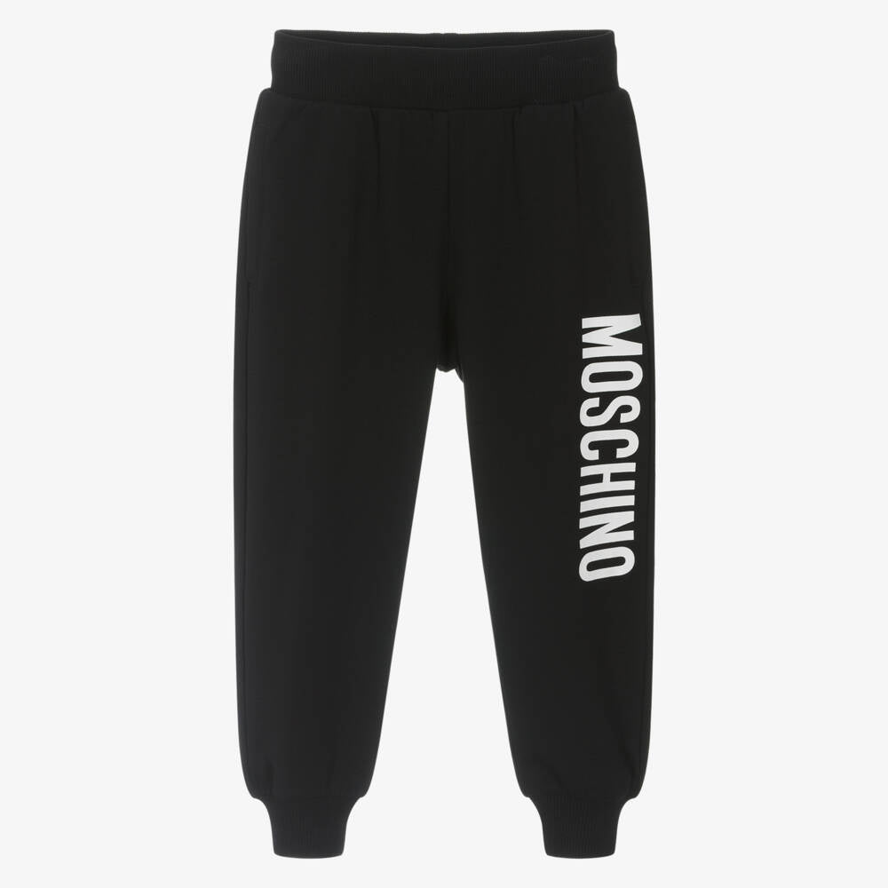 Boys & Girls Black Logo Cotton Trousers