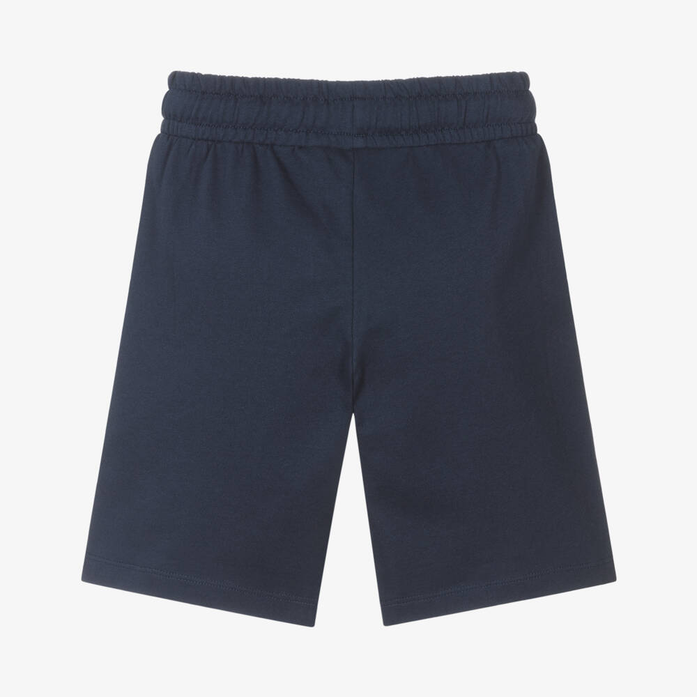 Boys Navy Printed Cotton Shorts