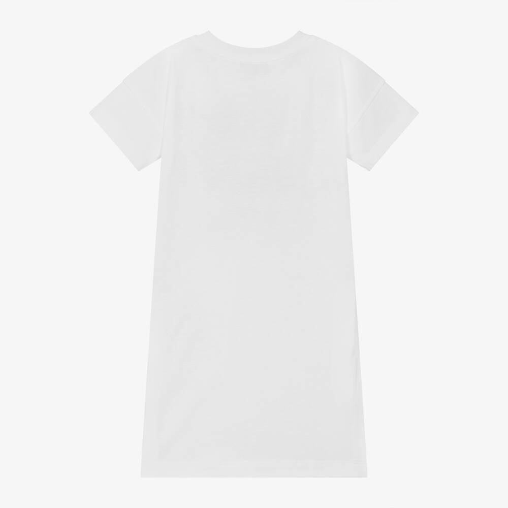 Girls White Logo Cotton Dress