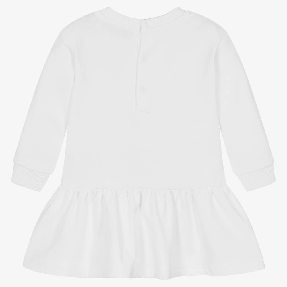 Baby Girls White Printed Cotton Dress
