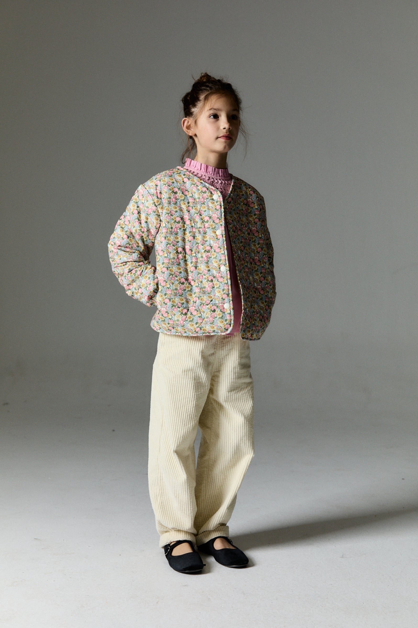Girls Multicolor Floral Padded Jacket