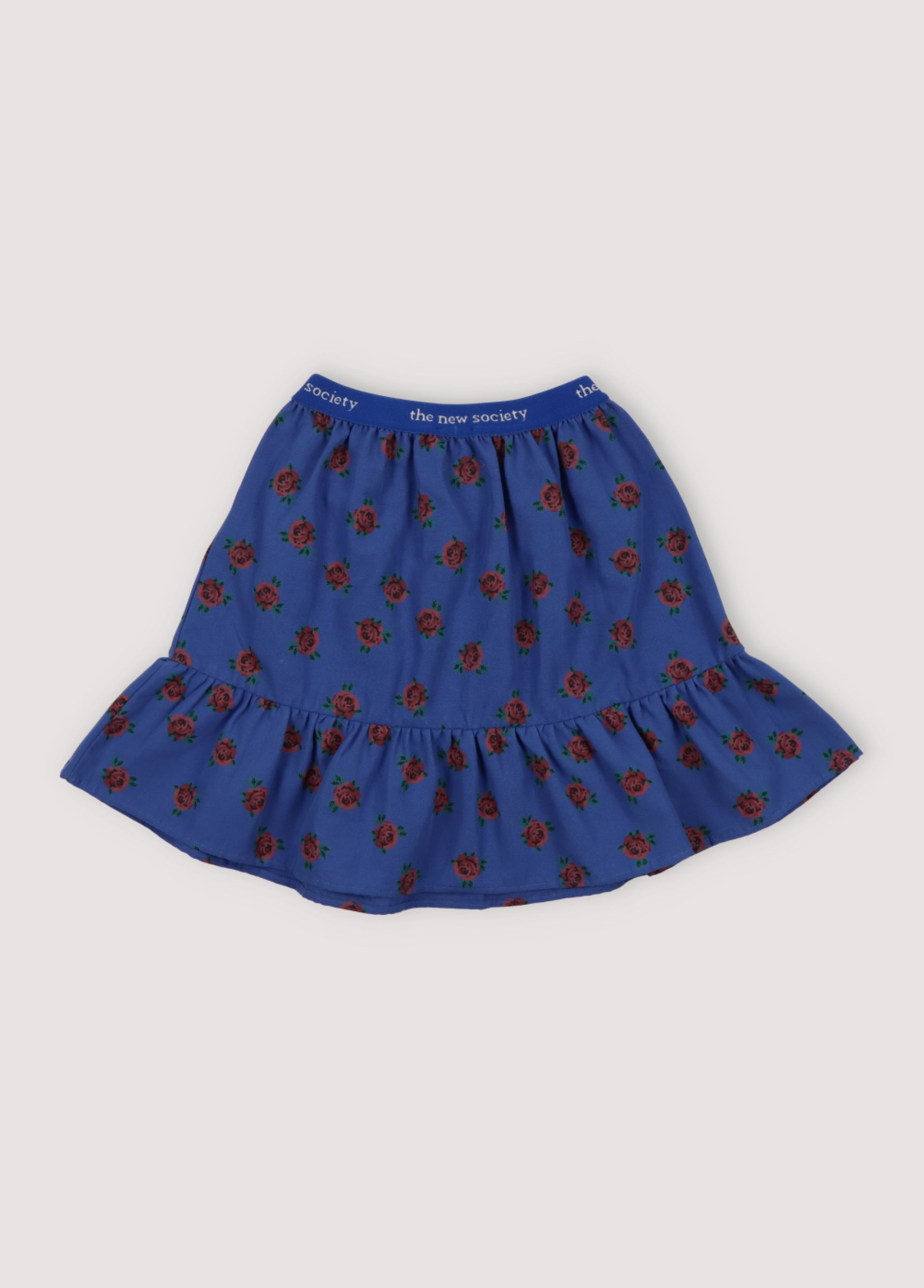 Girls Blue Floral Cotton Skirt