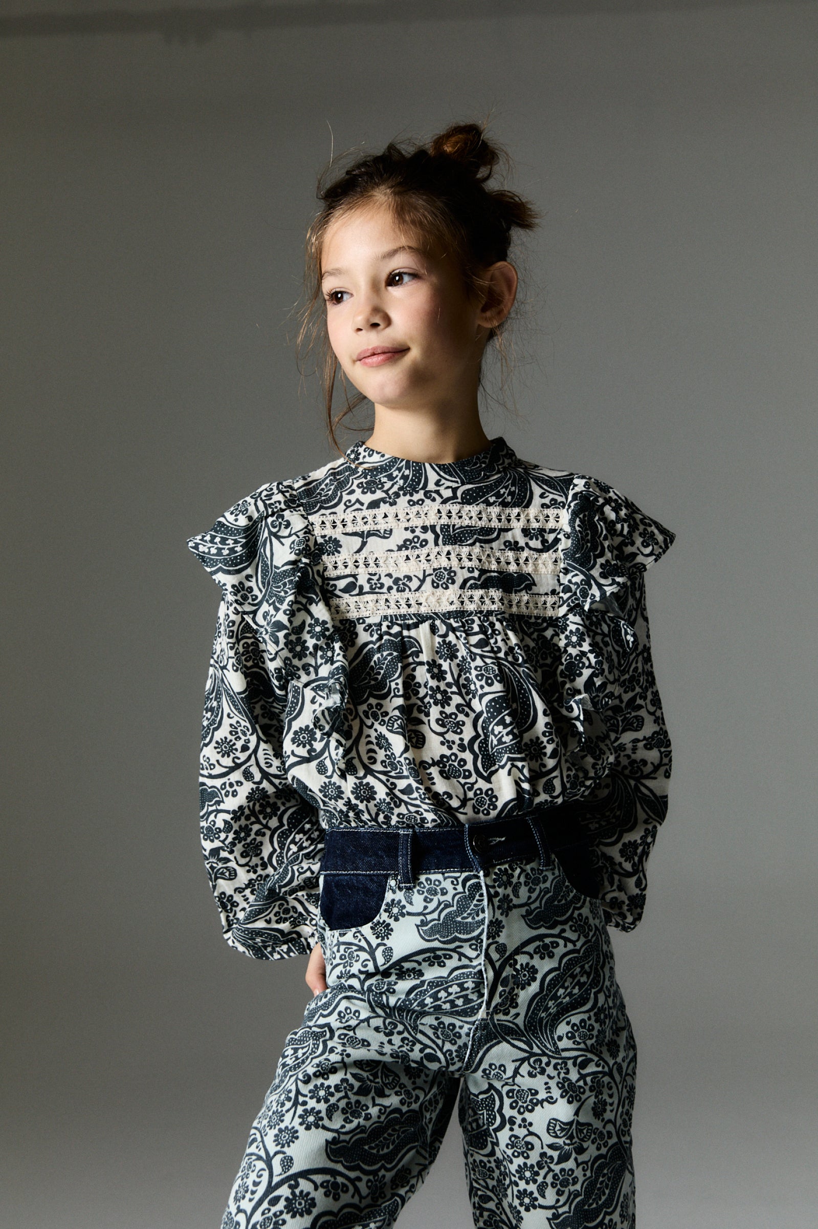 Girls Navy Cotton Trousers