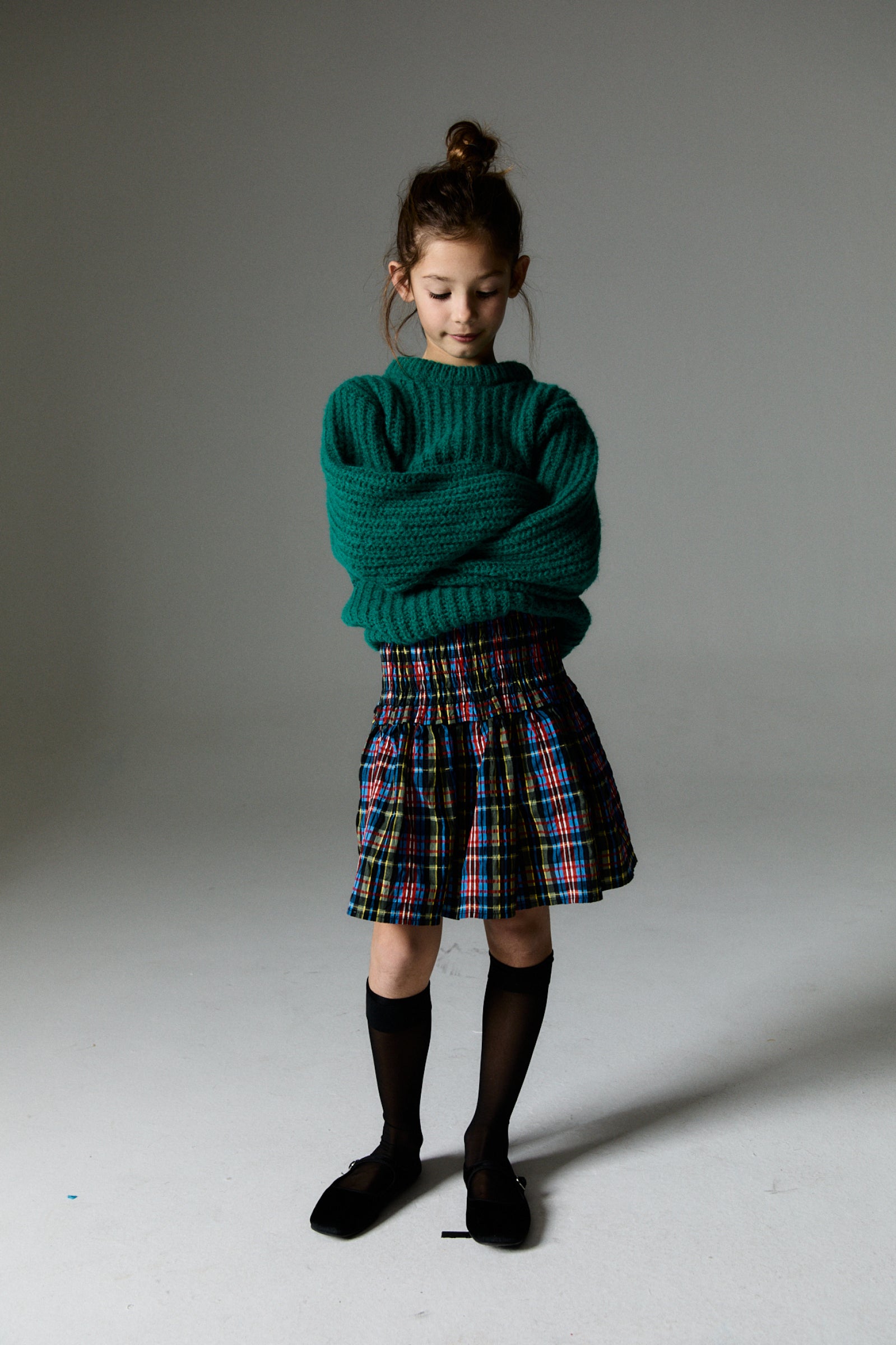 Girls Multicolor Check Skirt