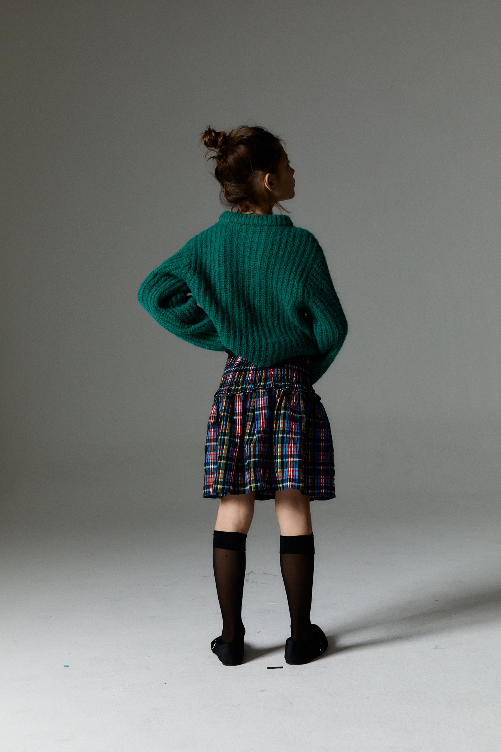 Girls Multicolor Check Skirt