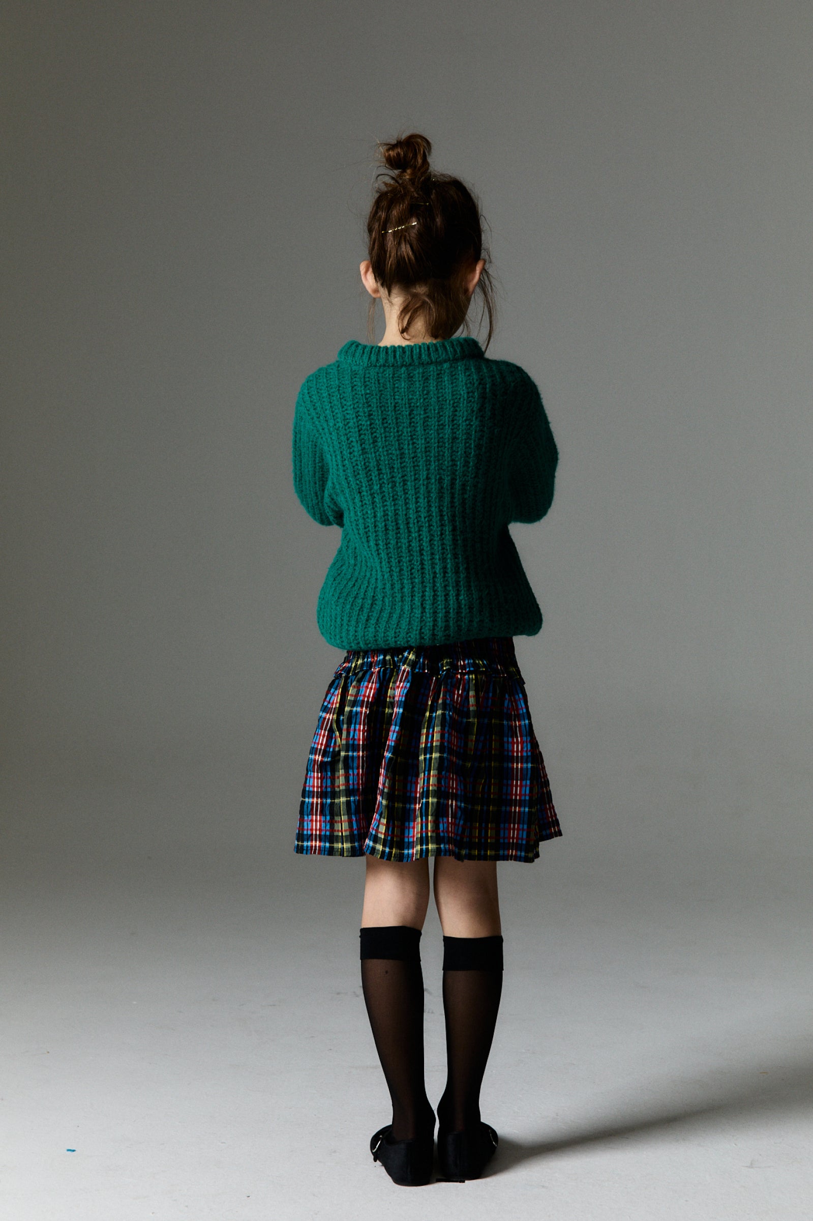 Girls Multicolor Check Skirt