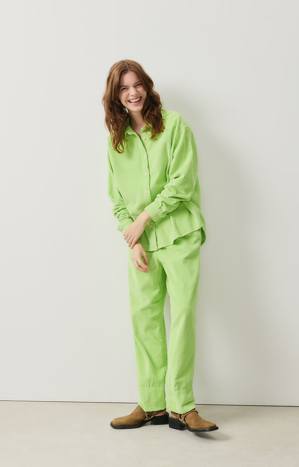 Women Cyan Corduroy Trousers