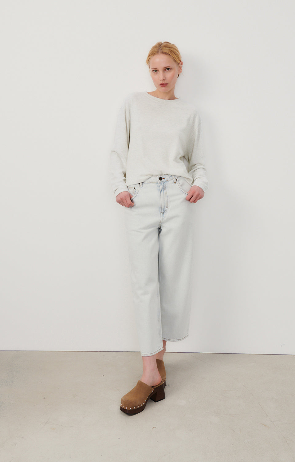 Women Beige Grey T-Shirt