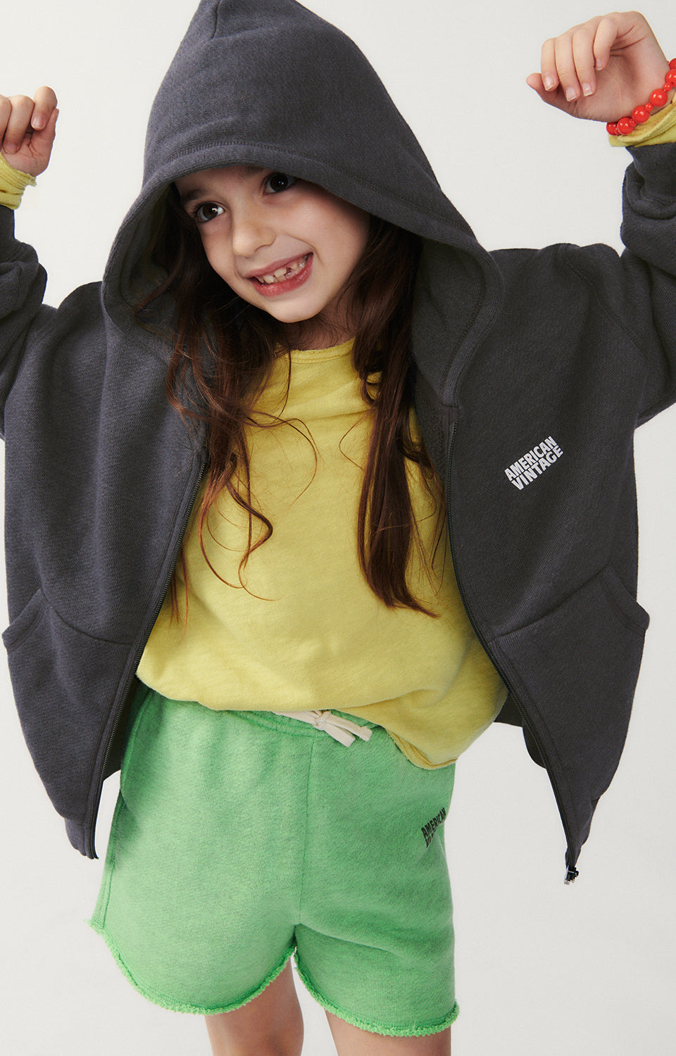 Boys & Girls Dark Grey Cotton Zip-Up Top