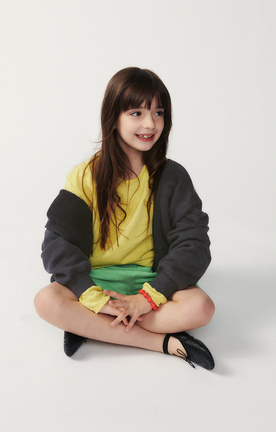 Boys & Girls Dark Grey Cotton Zip-Up Top