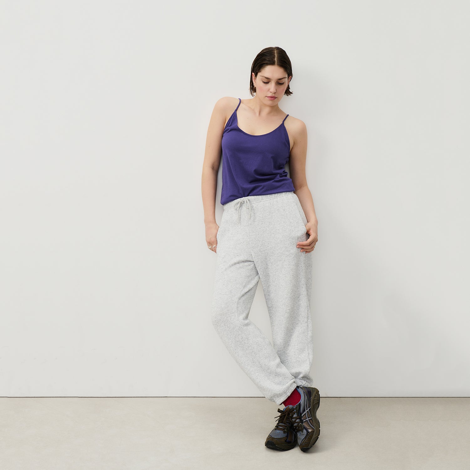 Women Purple Cotton Strap Vest