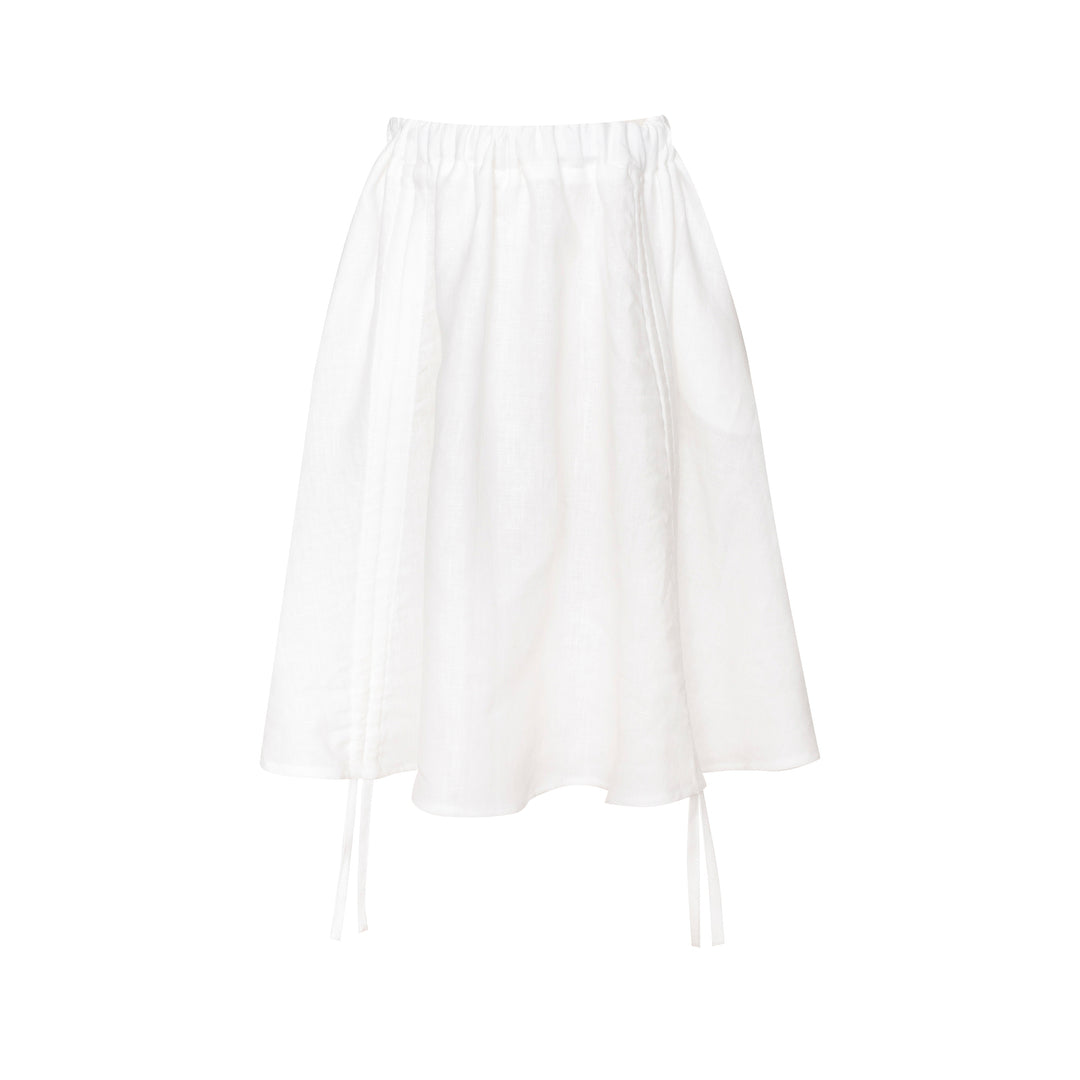 Girls White Drawstring Skirt