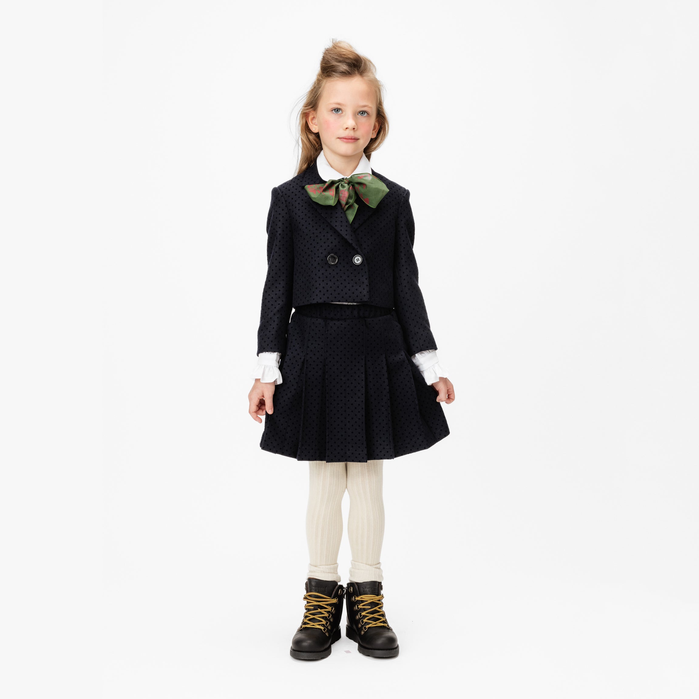 Girls Dark Blue Wool Skirt
