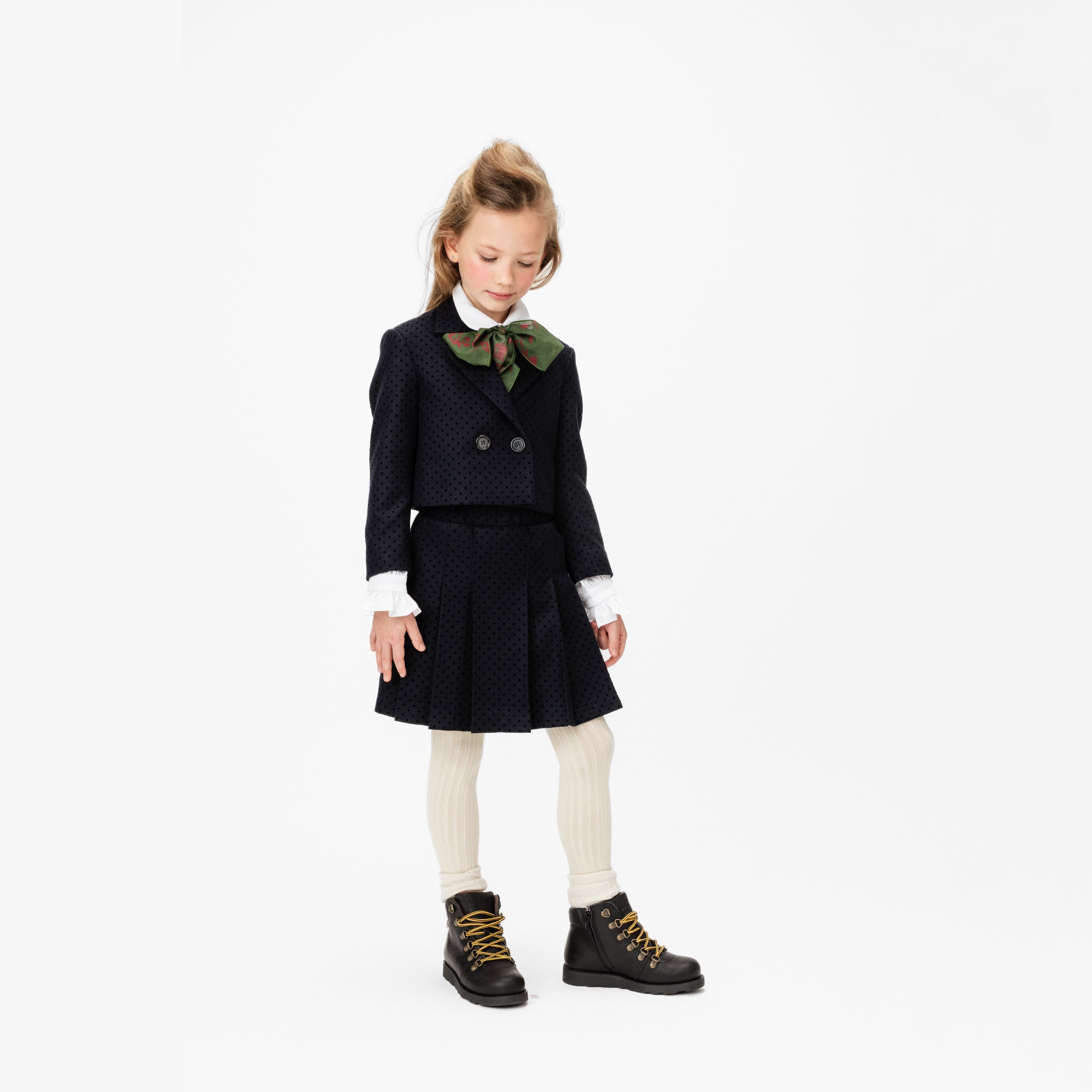 Girls Dark Blue Wool Skirt