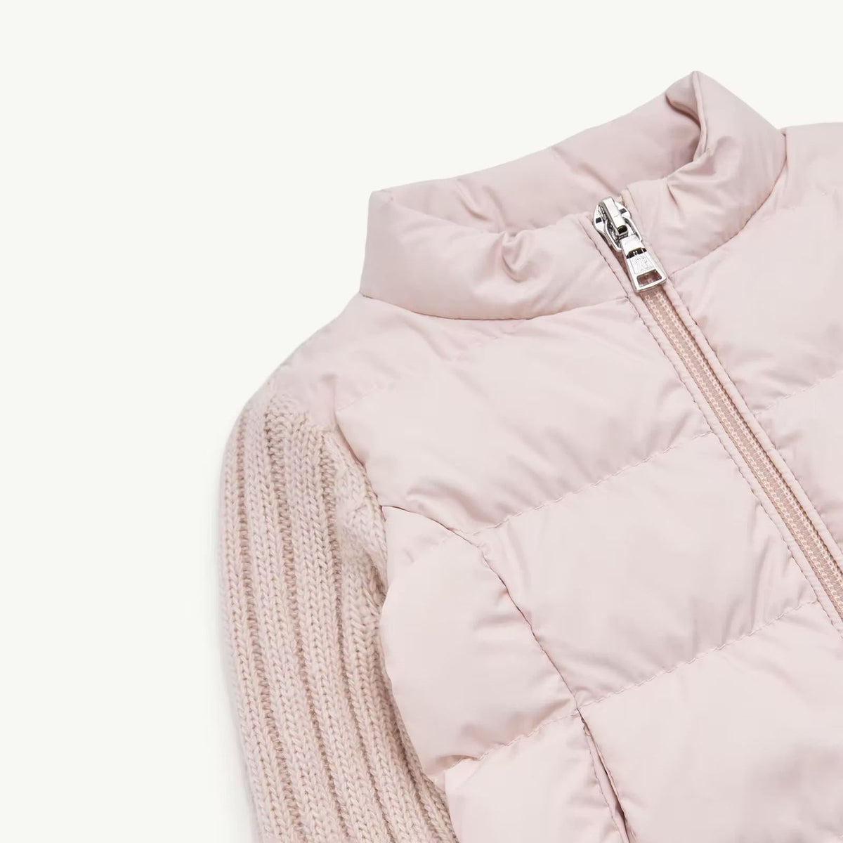 Baby Girls Light Pink Padded Down Zip-Up Cardigan