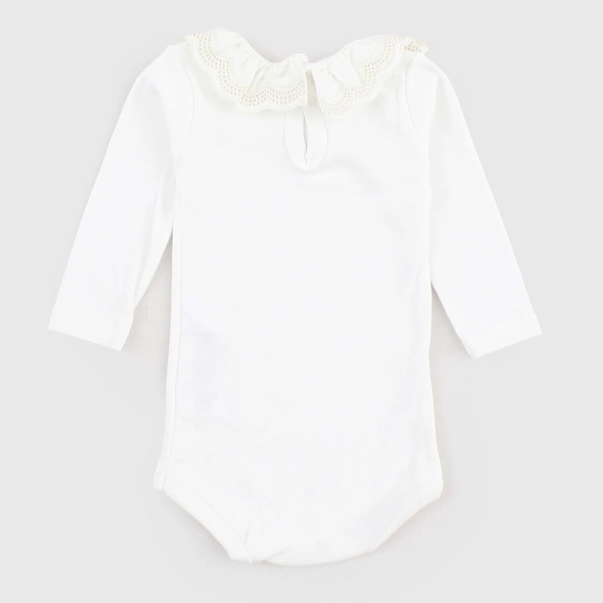 Baby Girls White Ruffled Cotton Babysuit