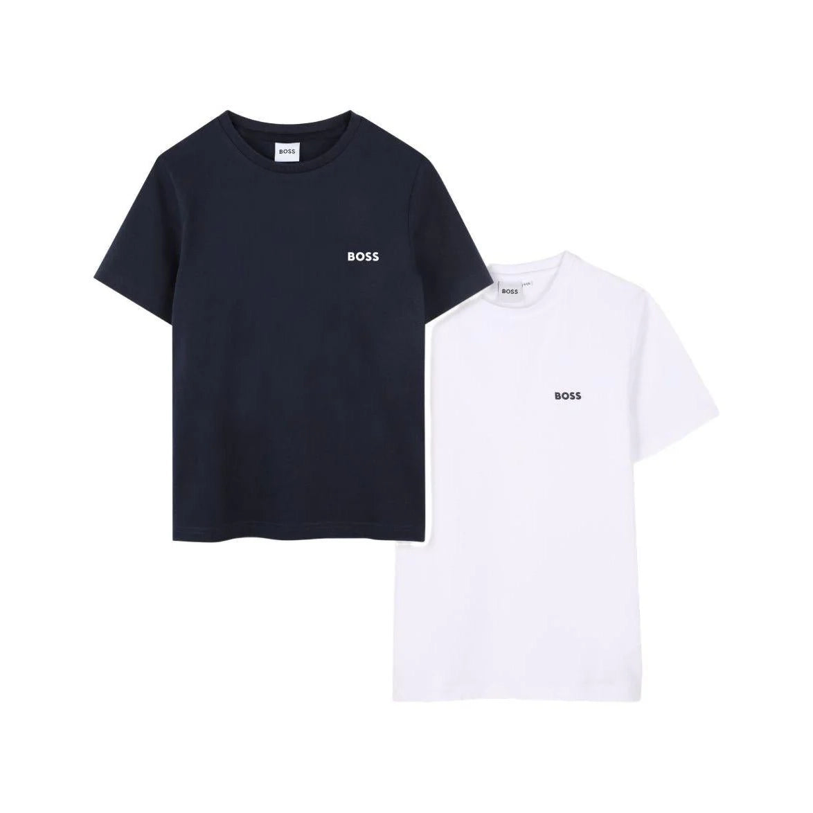 Boys Navy & White Cotton T-Shirt Set(2 Pack)