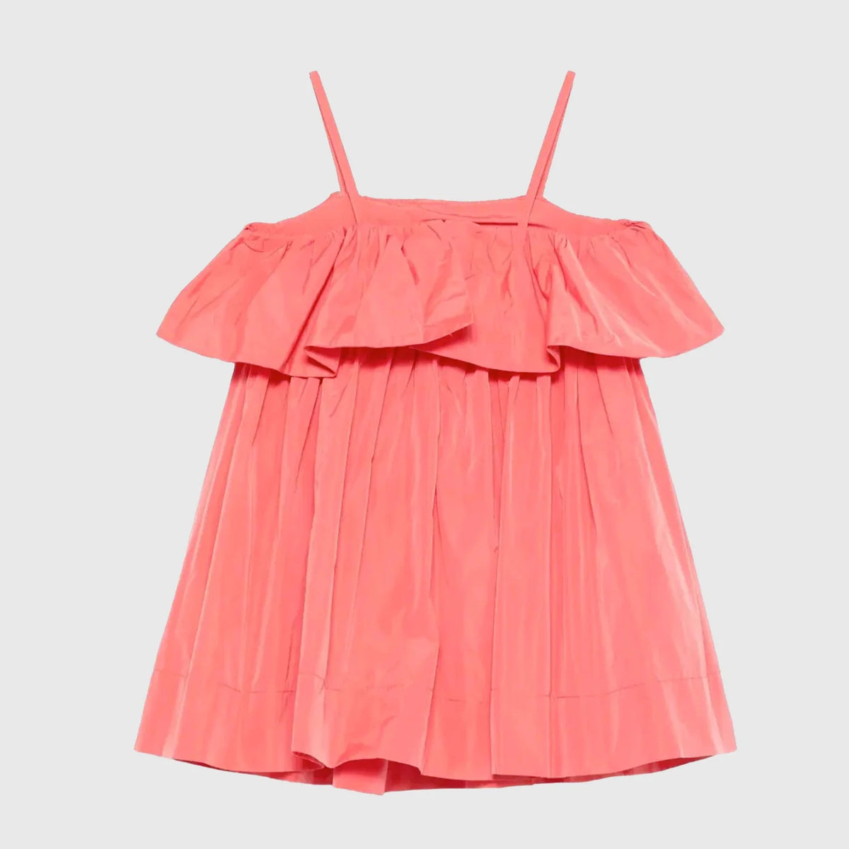 Girls Red Ruffled Strap Dress