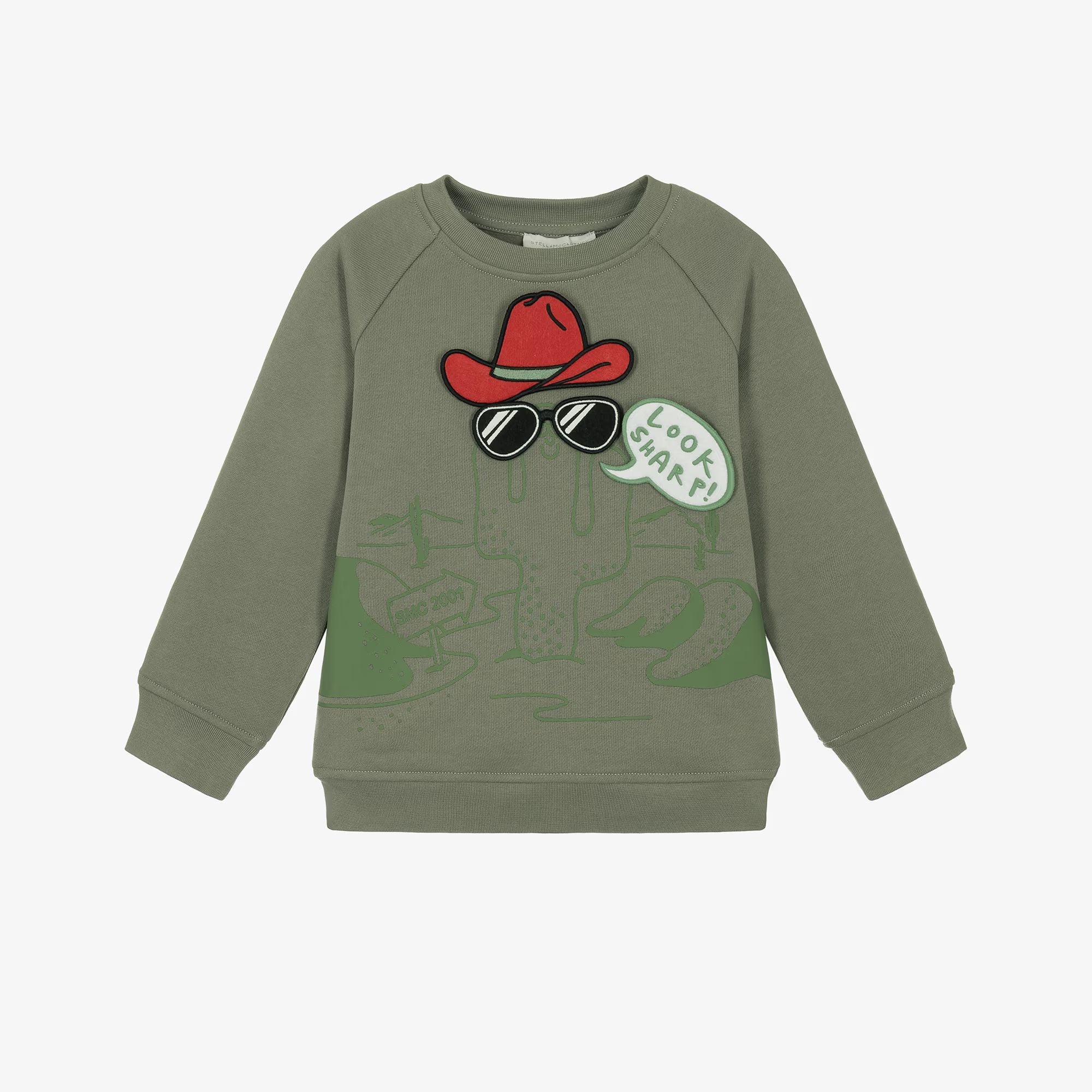 Boys Green Cactus Cotton Sweatshirt