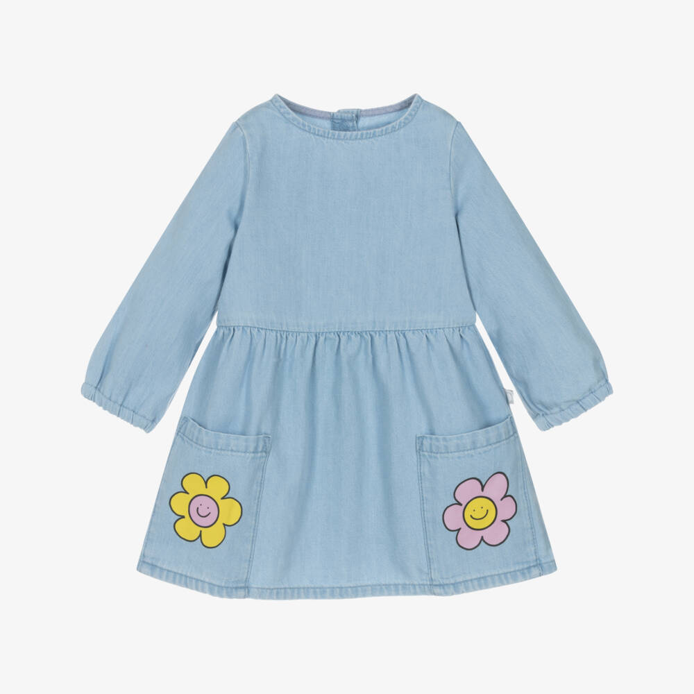 Baby Girls Light Blue Flower Denim Dress