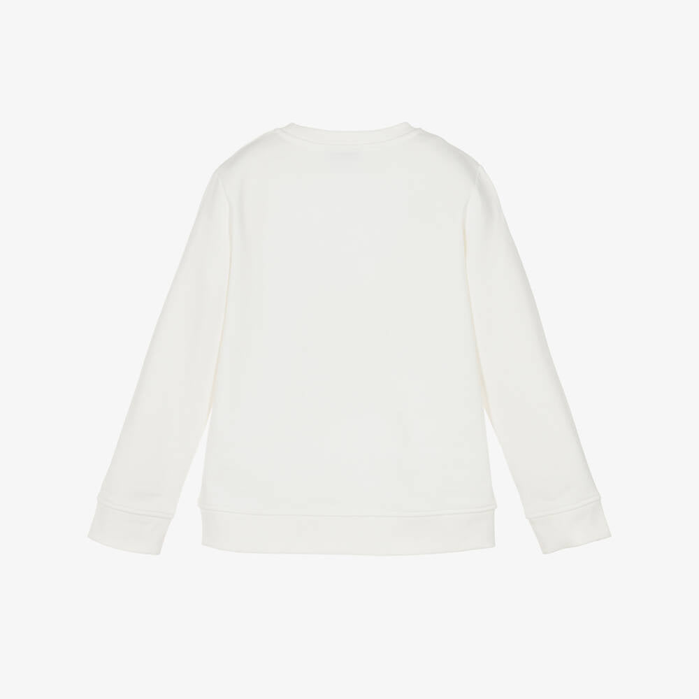 Girls Ivory Earth Logo Printed Cotton Sweatshirt