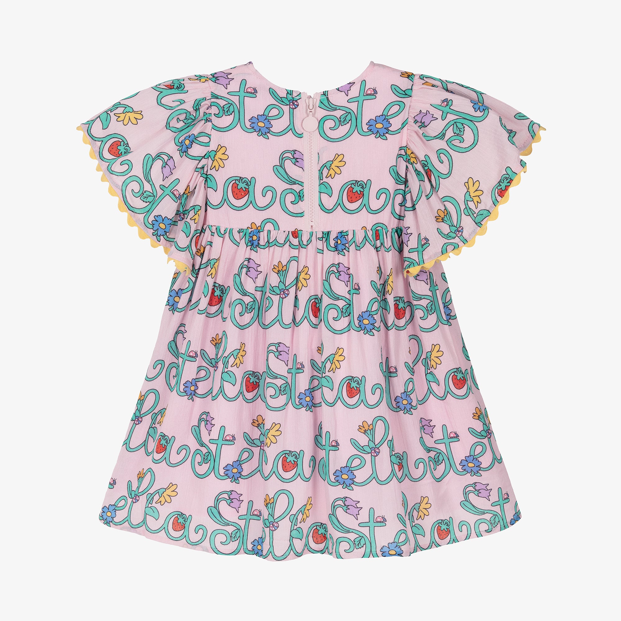 Girls Pink Printed Cotton Dress