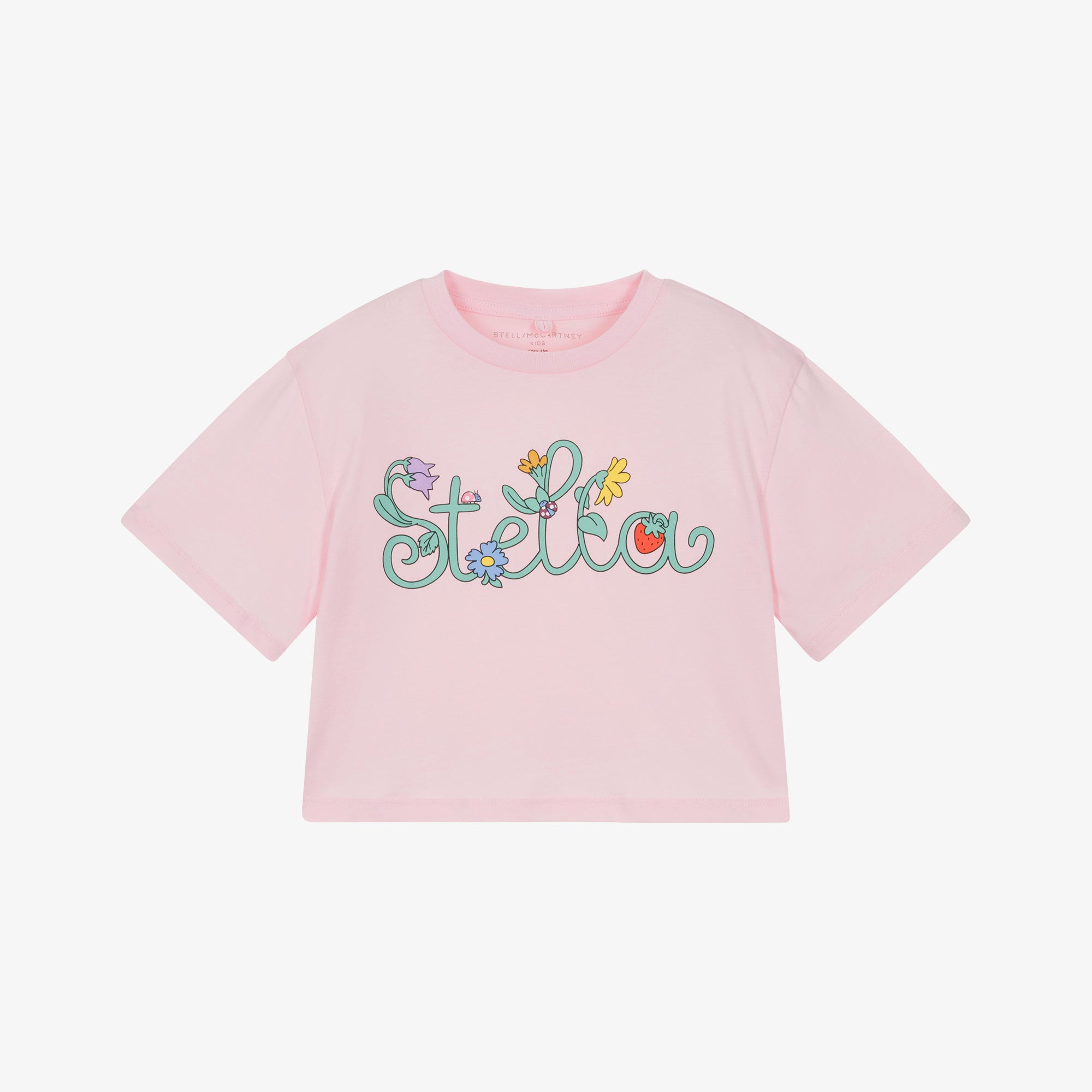 Girls Pink Printed Cotton T-Shirt